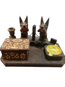 Rare Tramp Art Box Fantastic Folk Art Scotty Dog American Smoking Tobacco Set - Picture 1 of 8