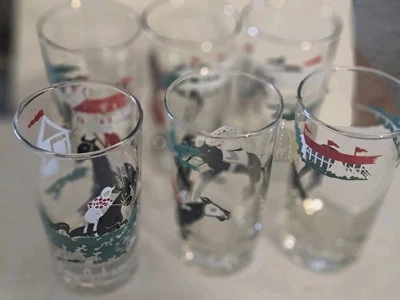 De colección. Juego de vasos Libbey Jockey Club carreras de caballos lote de 6/8 caballos Foto 1 de 4