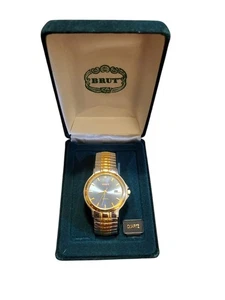 Vintage Brut Uhr mit silber und goldfarbenem Stretchband Quarz  - Bild 1 von 3