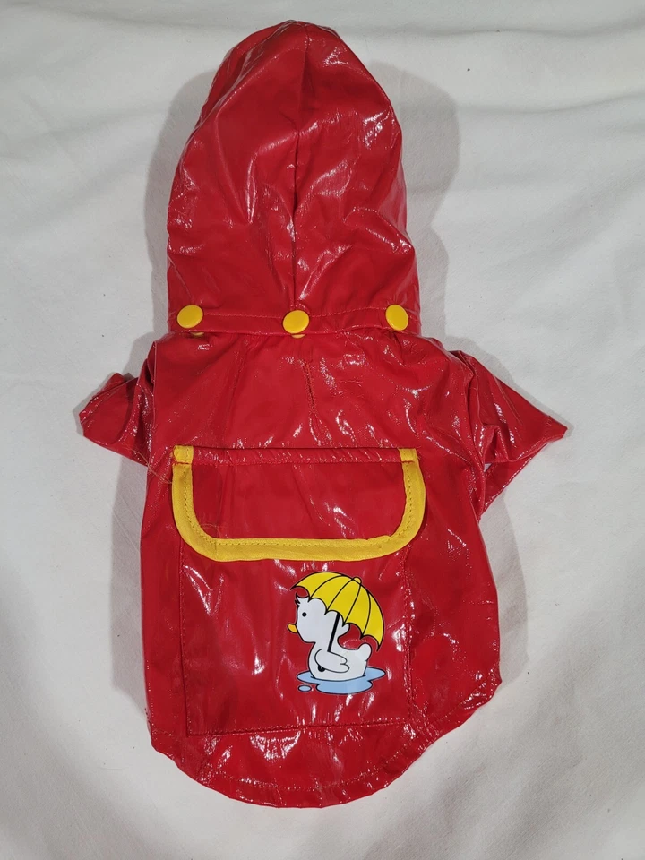 GRREAT CHOICE DOG RED RAINCOAT HOODED POCKET ON TOP w/DUCK - Image 1 of 4