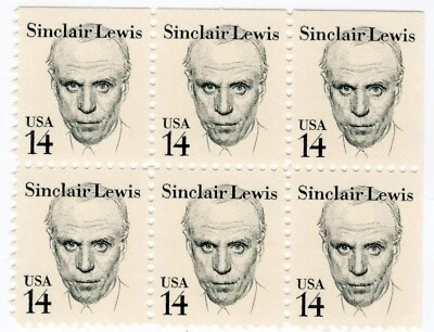 Scott #1856 Sinclair Lewis Block of 6 Stamps - MNH - Image 1 of 2