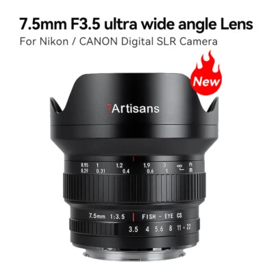 7artisans 7.5mm F3.5 APS-C Manual focus Fisheye Lens for Canon EOS EF Cameras - Image 1 of 4