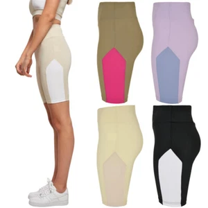 Urban Classics Ladies Color Block Cycle Shorts Hose Sporthose Kurzehose Sport - Picture 1 of 51