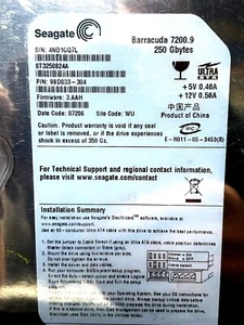 ST3250824A Seagate Barracuda 7200 RPM  250GB IDE 3.5" HDD  - Picture 1 of 7