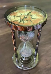 Sand Timer Hourglass Brass Nautical Maritime Hour Glass Vintage Sand Clock Gift - Picture 1 of 6
