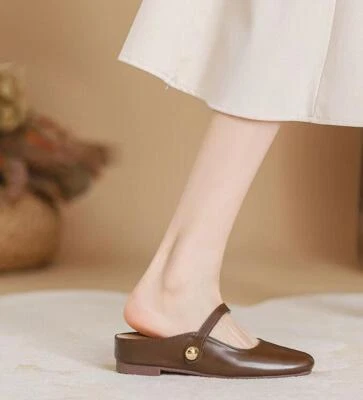 Zapatillas interiores elevadas medias para mujer Sandalias Zapatos Cómodos Perezosos Zapatos sin cordones Mula Foto 1 de 4