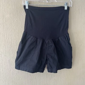 Motherhood Maternity Women's M Black Full Belly Band Shorts Pockets Lightweight - Picture 1 of 7