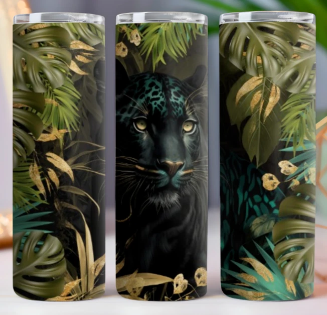 Black Panther Leopard  Cup Mug Tumbler 20oz Thermal  Lid w/ Straw - image 1 of 1