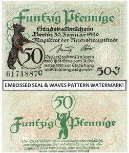 RARE GEM 1920 BERLIN NOTGELD w BEAR ROLLING/LIFTING 50PF COIN! TOO CUTE!! CV $30 - Picture 1 of 1