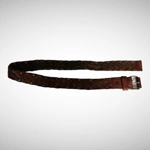 Cinturón de cuero American Eagle tejido marrón usado ajustable pequeño mediano - Imagen 1 de 4