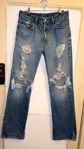 Vintage Levis bootleg, stressed and ripped, faded jeans. Size M - Picture 1 of 7