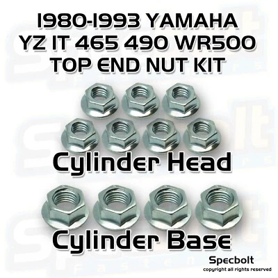 CYLINDER HEAD NUT KIT YAMAHA YZ IT WR 465 490 500 YZ465 YZ490 IT465 IT490 WR500Z - Image 1 of 4