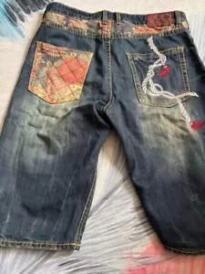 Nishiki Men's Denim Jeans Pants Japanese Embroidered Patches Blue Size 36 - Picture 1 of 7