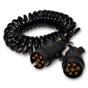 Spiralkabel 3m 7-polig mit 2x Stecker PVC Wendeleitung für Anhänger Trailer M/M - Bild 1 von 3