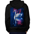 Wellcoda Swan Queen Nature Mens Hoodie, Noble Design on the Jumpers Back