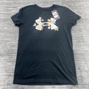Under Armour Shirt Size XS Womens Flowers Floral Loose Gym Workout Black NWT - Picture 1 of 7