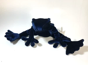 Giocattolo Manhattan 1998 Rana 10" Peluche Zaffiro Blu Reale Navy Velluto Velour anni 90 HTF - Foto 1 di 9