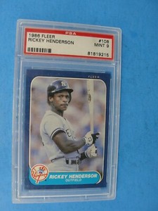 1986 Fleer Rickey Henderson #108 PSA 9 Mint Baseball Card 81819215