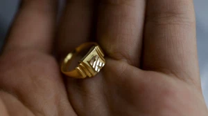 14k Gold Baby Kids Initial Ring Toddler Rings Signet Rings Baby shower Rings - Picture 1 of 3