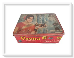1960s Vintage Veena Chandan Aggarbatti Lord Shiva P Litho  Print Tin EHS India - Picture 1 of 10