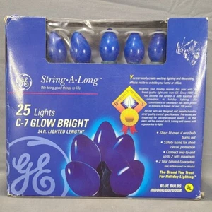 GE String-A-Long 25 C-7 Glow Bright Lights Blue 24 ft Indoor/Outdoor New - Picture 1 of 9