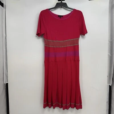 Vestido ST. JOHN Talla L Rojo/Rosa Tejido Calce y Acampanado Elástico Foto 1 de 4