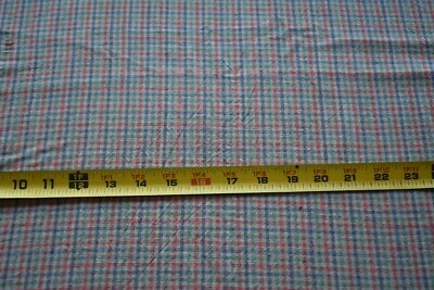 14" Long,  Blue Green Red & Tan Plaid Homespun Cotton Fabric, V752 - Image 1 of 4