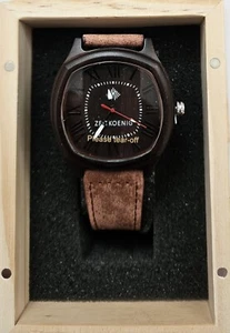 Zeitkoenig Herren Holz Armbanduhr mit Lederarmband - Bild 1 von 2