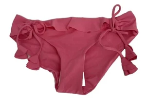 Becca Swimwear Bottom Size S Pink ruffle front adjustable Tide Rope - Picture 1 of 9