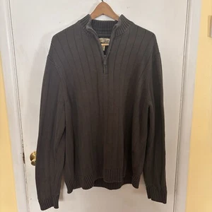 G H Bass Co Sweater Men's XL Long Sleeve 1/4 Zip Green Pullover Ribbed - Picture 1 of 10