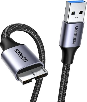 UGREEN Micro USB 3.0 Cable, A to B Cord Nylon 1.5 ft, Grey - Image 1 of 4