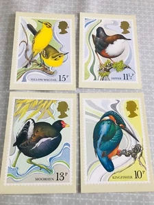 Postcards of 1980 British Birds stamp release - set of 4, Royal Mail lovely cond - Picture 1 of 6