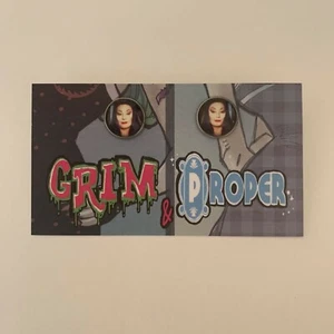 Morticia Addams family values silver stud earrings rockabilly vintage retro - Bild 1 von 2