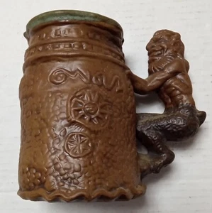 Jim Rumph Stoneware Pottery Satyr Nymph Handle Naughty Maiden Tankard Mug 1971 - Picture 1 of 4