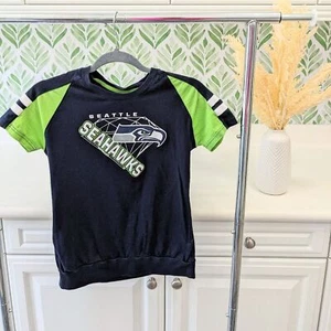 Girls Navy Blue Seattle Seahawks Football Tee Sz 14  - Picture 1 of 6