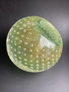Stunning Murano Archimede Seguso incalmo gold flake bullicante glass orb ashtray - Picture 1 of 24