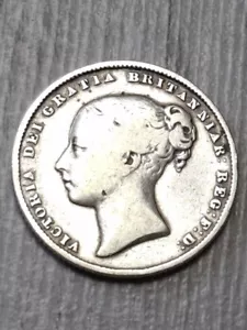Moneda de plata chelín reina Victoria de 1865 - Imagen 1 de 2