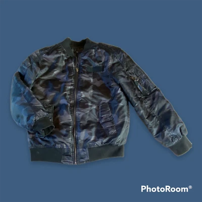Southpole 男孩 14 - 16 灰色黑色迷彩轰炸机夹克全拉链扣绝缘 — 第 1/4 张图片