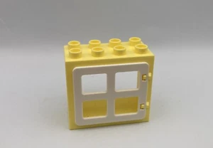 Lego Duplo Baustein Spezialteil GELB WEISS FENSTER mit SCHEIBE Haus - Bild 1 von 3