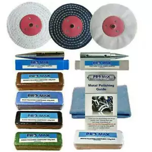 Bench Grinder Metal Polishing Kit Aluminium Alloy Brass Steel 11pc 4" x 1/2" - Picture 1 of 8