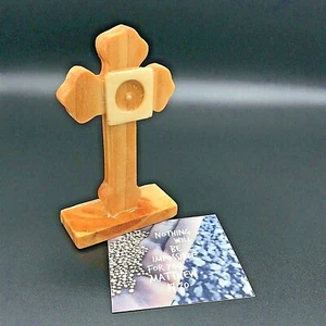 Natural Mustard Seed Wooden Cross 4.5” W/ Real Mustard Seed -Hand Finished - NEW - Bild 1 von 12