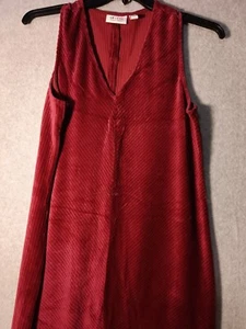 D&Co Womens Midi Dress Sz Medium Maroon Sleeveless Pullover Stretchy Corduroy - Picture 1 of 8