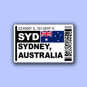 SYD Sydney Boarding Pass Glossy Sticker - Australian City Travel Sticker - Bild 1 von 3