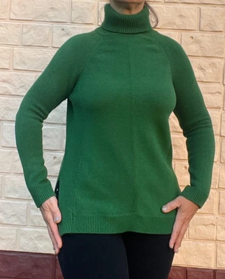 Boden Mujer Cuello Tortuga Suéter Lana y Cachemira Mezcla Verde Talla XS-S Cálido Suave Foto 1 de 4