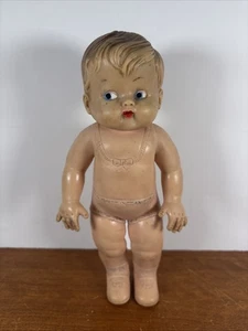 "Muñeco bebé de goma vintage de los años 50 con ojos azules marcados como un juguete raro de 9""" - Imagen 1 de 12