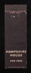 1940s Hampshire House 150 Central Park South NYC NY Matchbook New York - Picture 1 of 2