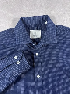 Todd Snyder Button Up Mens 16 34/35 Blue Polka Dot Long Sleeve Dress Shirt - Image 1 of 4