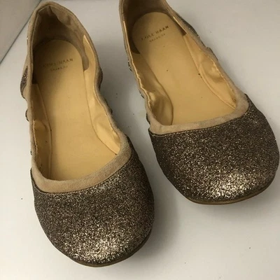 Cole Haan Grand OS Dorado Brillo Ballet Pisos Talla 8 Hadas Romántico Negocios Informales Foto 1 de 4