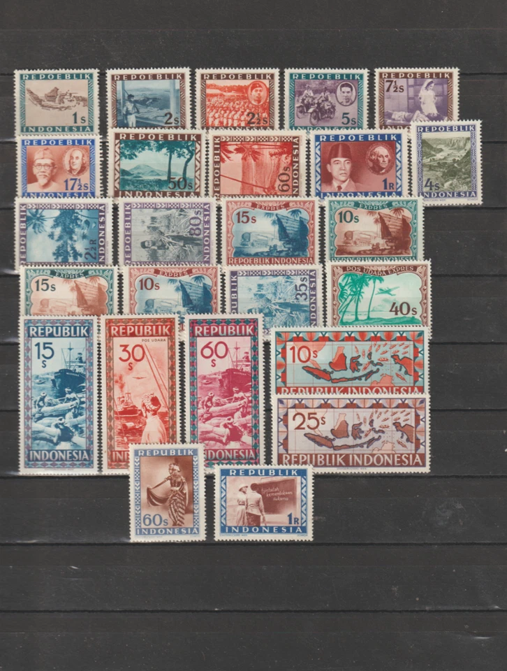 Indonesia-LOTE-Sellos-Ediciones Locales-1947-48-Tarjeta Completa-MNH-TOP-1 - Imagen 1 de 1