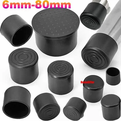 Schwarz PVC Gummi Fusskappen Stuhlbeinkappe Schutzkappe Rund Rohrkappe Möbelfüße - Bild 1 von 4